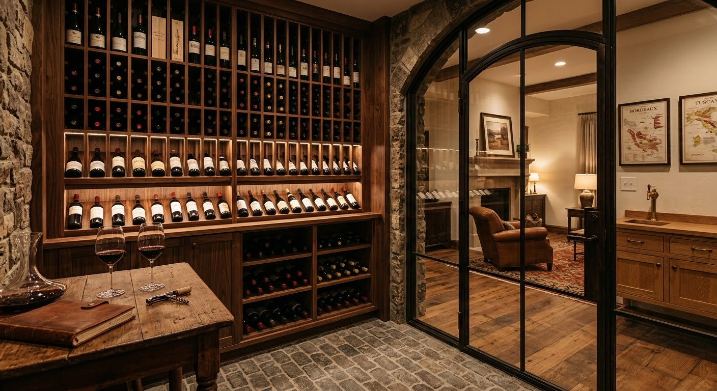 After: the completed wine room