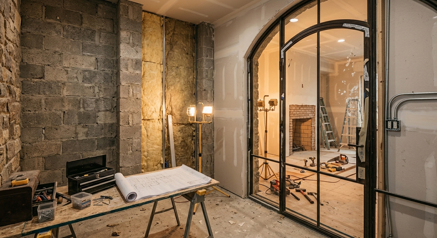 Before: the space prior to the wine room build